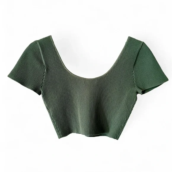 SOLD - Aritzia Babaton | Sculpt Knit Squareneck Top | Gallery Green | Size M - Picture 5 of 8